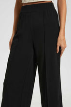 Load image into Gallery viewer, Redtag-Black-Wide-Leg-Pintuck-Detail-Trouser-Culottes-Women's-