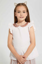 تنزيل الصورة على معرض الصور، Redtag-Pink-Sequenced-Peter-Pan-Collar-Blouse-Blouses-Girls-2 to 8 Years
