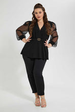 Load image into Gallery viewer, Redtag-Black-Turn-Up-Detail-Trouser-Trousers-Women's-
