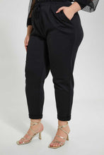 Load image into Gallery viewer, Redtag-Black-Turn-Up-Detail-Trouser-Trousers-Women's-