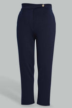 Load image into Gallery viewer, Redtag-Navy-Wide-Leg-Pant-With-Shiny-Button-Culottes-Women's-