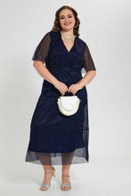Load image into Gallery viewer, Redtag-Navy-Shiny-Lurex-Maxi-Dress-Dresses-Women's-