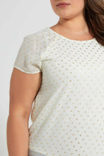 Load image into Gallery viewer, Redtag-Ivory-Foil-Print-Top-Blouses-Women's-