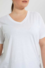 تنزيل الصورة على معرض الصور، Redtag-White-S/S-V-Neck-T-Shirt-V-Neck-T-Shirts-Women's-