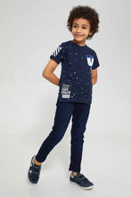 Load image into Gallery viewer, Redtag-Navy-Printed-Splat-Space-T-Shirt-Graphic-T-Shirts-Boys-2 to 8 Years