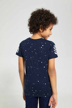 Load image into Gallery viewer, Redtag-Navy-Printed-Splat-Space-T-Shirt-Graphic-T-Shirts-Boys-2 to 8 Years