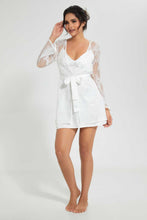 Load image into Gallery viewer, Redtag-White-Lace-Robe-And-Chemise-Set-Robes-Women's-