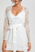 Load image into Gallery viewer, Redtag-White-Lace-Robe-And-Chemise-Set-Robes-Women's-