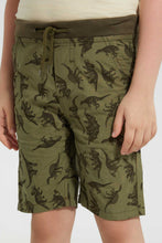 تنزيل الصورة على معرض الصور، Redtag-Olive-Aop-Rib-Waistband-Short-Chino-Shorts-Boys-2 to 8 Years