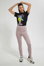 Load image into Gallery viewer, Redtag-Black-Pleated-Pontie-Legging-Leggings-Women's-