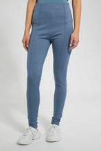Load image into Gallery viewer, Redtag-Blue--Pleated-Pontie-Legging-Leggings-Women's-