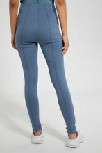 Load image into Gallery viewer, Redtag-Blue--Pleated-Pontie-Legging-Leggings-Women's-