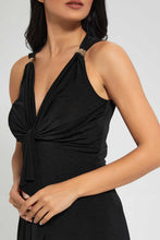 تنزيل الصورة على معرض الصور، Redtag-Black-Trim-Detail-Front-Knot-Dress-Dresses-Women's-