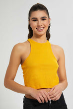 Load image into Gallery viewer, Redtag-Orange-Rib-Cropped-Vest-Vests-Women's-