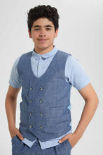 تنزيل الصورة على معرض الصور، Redtag-Blue-Waist-Coat-With-Shirt-Sets-Senior-Boys-9 to 14 Years