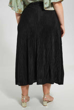 Load image into Gallery viewer, Black Plisse Maxi Skirt
