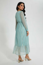 Load image into Gallery viewer, Redtag-Mint-Lurex-Dobby-Wrap-Maxi-Dress-Dresses-Women's-