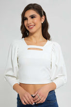 تنزيل الصورة على معرض الصور، Redtag-White-Puff-Sleeve-Square-Neck-Top-Tops-Women's-