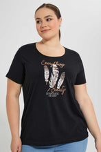تنزيل الصورة على معرض الصور، Redtag-Black-Sequin-T-Shirt-Graphic-T-Shirts-Women's-