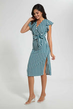 Load image into Gallery viewer, Redtag-Assorted-Stripe-Print-Wrap-Midi-Dress-Dresses-Women's-
