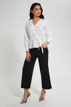 Load image into Gallery viewer, Redtag-Ivory-Satin-Jacquard-Peplum-Blouse-Blouses-Women's-