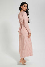 تنزيل الصورة على معرض الصور، Redtag-Blush-Satin-Jacquard-Wrap-Maxi-Dress-Dresses-Women's-