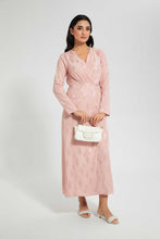 تنزيل الصورة على معرض الصور، Redtag-Blush-Satin-Jacquard-Wrap-Maxi-Dress-Dresses-Women's-