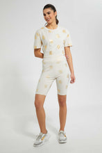 تنزيل الصورة على معرض الصور، Redtag-Beige-Foil-Allover-Print-Cycling-Short-Active-Shorts-Women's-