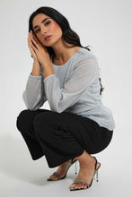 Load image into Gallery viewer, Redtag-Silver-Jersey-Long-Sleeve-Top-Tops-Women's-
