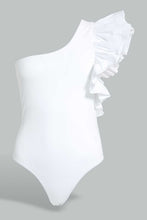 Load image into Gallery viewer, Redtag-Black-Assymetric-Ruffle-Body-Suit-Plain-T-Shirts-Women's-