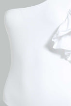 Load image into Gallery viewer, Redtag-Black-Assymetric-Ruffle-Body-Suit-Plain-T-Shirts-Women's-