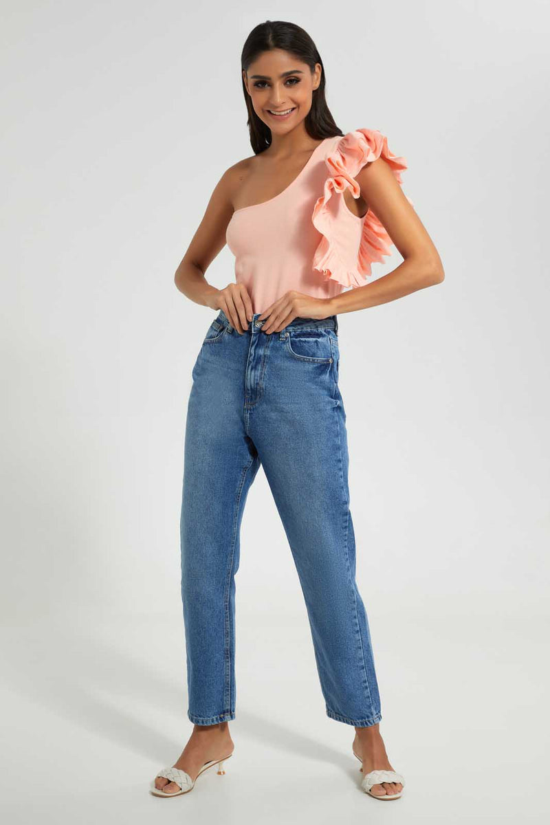 Redtag-Assorted-Assymetric-Ruffled-Body-Suit-Plain-T-Shirts-Women's-