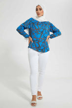Load image into Gallery viewer, Redtag-Blue-Chain-PrinT-Shirt-T-Shirts-Women's-