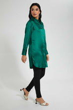 Load image into Gallery viewer, Redtag-Blue-Longline-Satin-Shirt-Casual-Shirts-Women's-