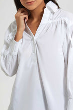 Load image into Gallery viewer, Redtag-Beige-Collar-Blouse-Half-Placket-Beige-Color-Fabric:Cotton/Poly-Blouses-Women's-