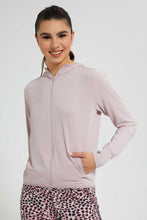Load image into Gallery viewer, Redtag-Pink-Zip-Through-SweaT-Shirt-Active-Sweatshirts-Women's-