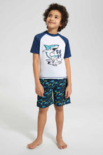 Load image into Gallery viewer, Redtag-White-Shark-Sun-Protector-Set-Swimsuits--