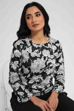 Load image into Gallery viewer, Redtag-Black-Floral-Print-Blouse-Blouses-Women's-