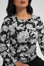 Load image into Gallery viewer, Redtag-Black-Floral-Print-Blouse-Blouses-Women's-