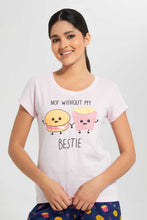 Load image into Gallery viewer, Redtag-Pink-Not-Without-Bestie-Printed-Pyjama-Set-Pyjama-Sets-Women's-