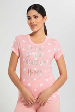 Load image into Gallery viewer, Redtag-Peach-Polka-Printed-Pyjama-Set-Pyjama-Sets-Women's-