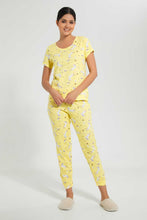 Load image into Gallery viewer, Redtag-Yellow-Allover-Printed-Pyjama-Set-Pyjama-Sets-Women's-