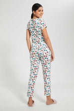 Load image into Gallery viewer, Redtag-White-Allover-Printed-Pyjama-Set-Pyjama-Sets-Women's-