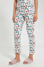 Load image into Gallery viewer, Redtag-White-Allover-Printed-Pyjama-Set-Pyjama-Sets-Women's-