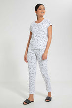 Load image into Gallery viewer, Redtag-White-Allover-Printed-Pyjama-Set-Pyjama-Sets-Women's-