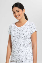 Load image into Gallery viewer, Redtag-White-Allover-Printed-Pyjama-Set-Pyjama-Sets-Women's-