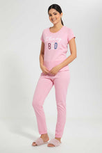 Load image into Gallery viewer, Redtag-Pink-Printed-Pyjama-Set-Pyjama-Sets-Women's-