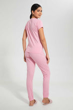 Load image into Gallery viewer, Redtag-Pink-Printed-Pyjama-Set-Pyjama-Sets-Women's-
