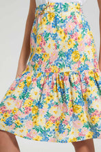 Load image into Gallery viewer, Redtag-Assorted-Yellow-Floral-Longer-Length--Tiered-Skirts-Skirts-Senior-Girls-9 to 14 Years