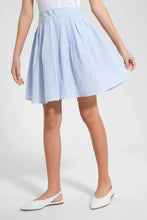 Load image into Gallery viewer, Blue And White Pleated Skirt